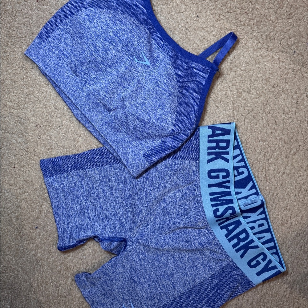 Gymshark Blue Sports Bra and Shorts Set